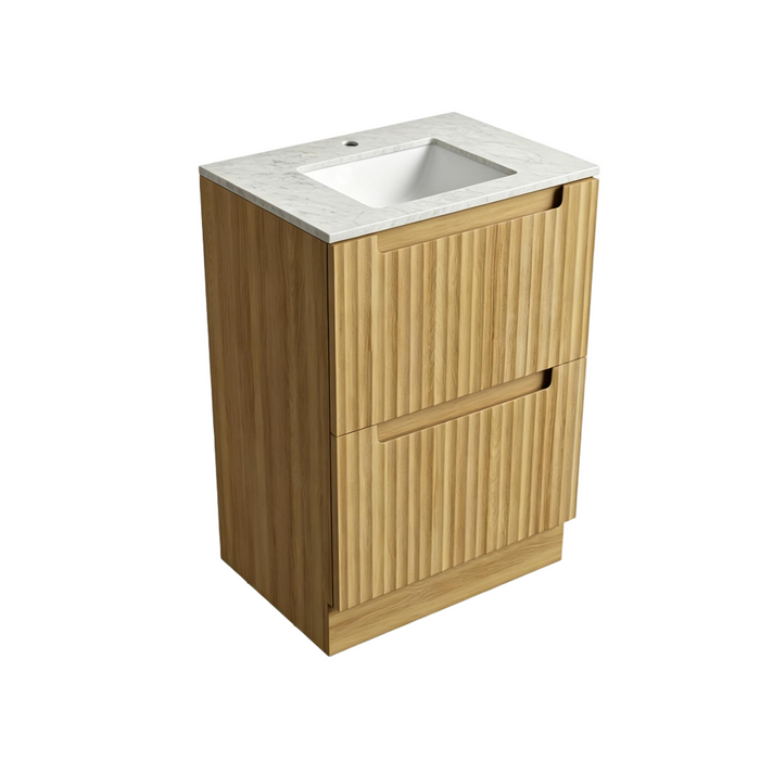 600*460*850mm Aulic Lovina Harvest Oak Plywood Fluted Freestanding Vanity