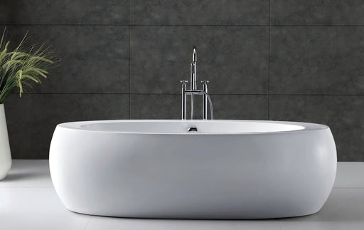 APLAUSO 1930/1800*1100/950*660/600mm White/Black Oval 12 Jets Acrylic Freestanding Spa Bathtub - HD reno