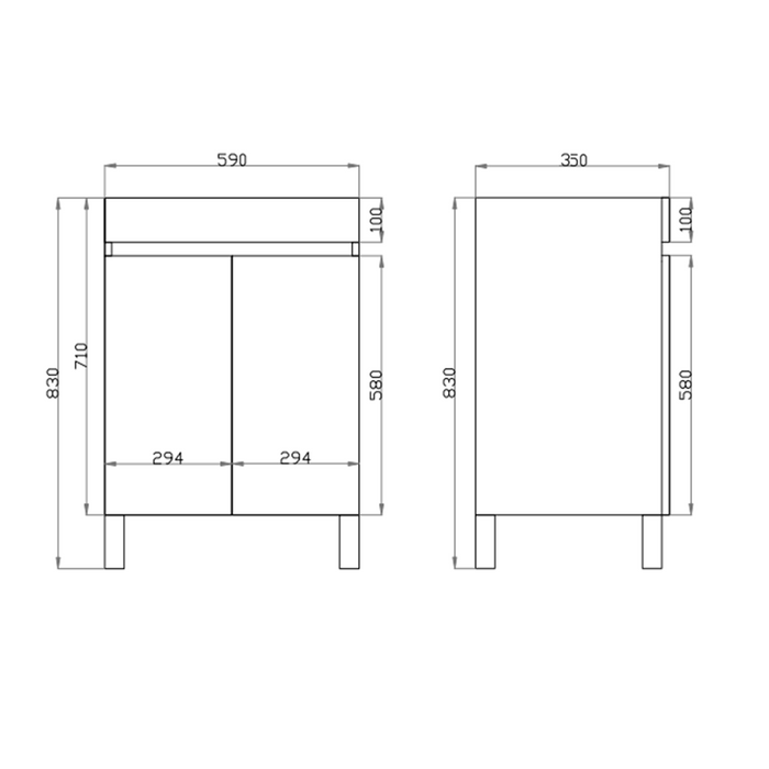 600-750*370mm Bathroom Vanity Berge Slim MDF White Oak Freestanding/Wall Hung Doors / Drawers Cabinet Only and Ceramic Top Available