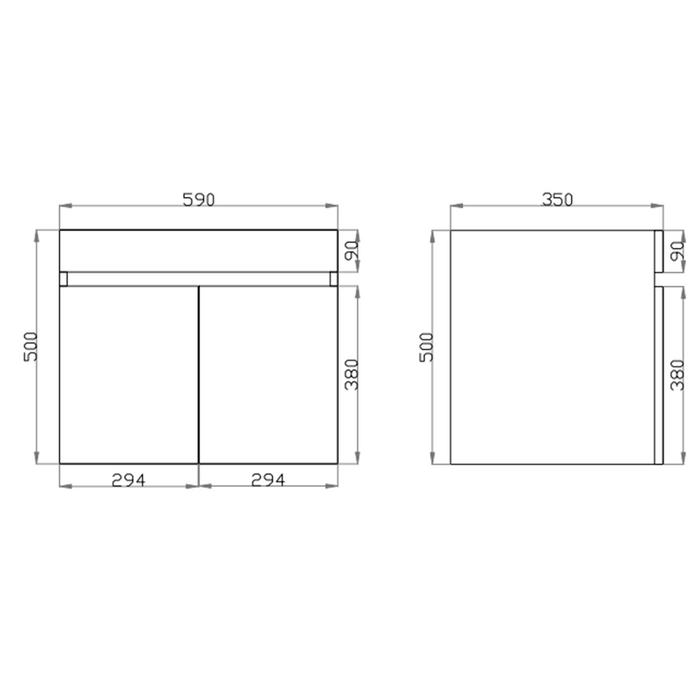 600-750*370mm Bathroom Vanity Berge Slim MDF Dark Grey Freestanding/Wall Hung Doors / Drawers Cabinet Only and Ceramic Top Available