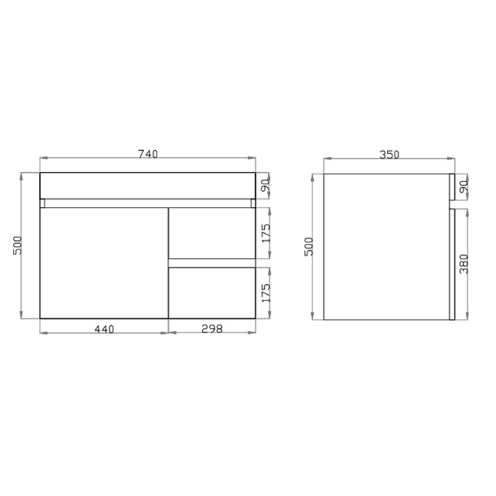 600-750*370mm Bathroom Vanity Berge Slim MDF Dark Grey Freestanding/Wall Hung Doors / Drawers Cabinet Only and Ceramic Top Available