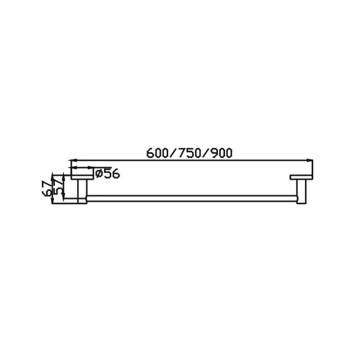 Ideal Single Towel Rail - 900mm (Brushed Nickel)