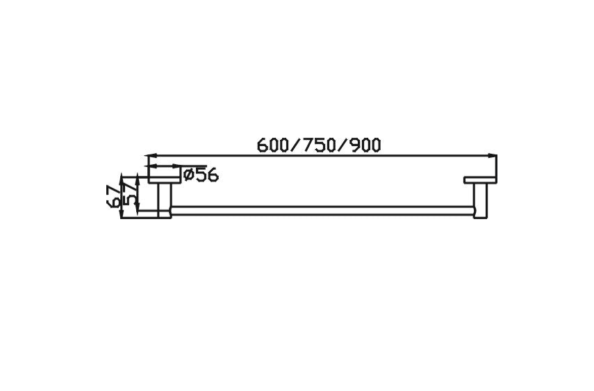 Ideal Single Towel Rail - 600mm (Brushed Gun Metal)