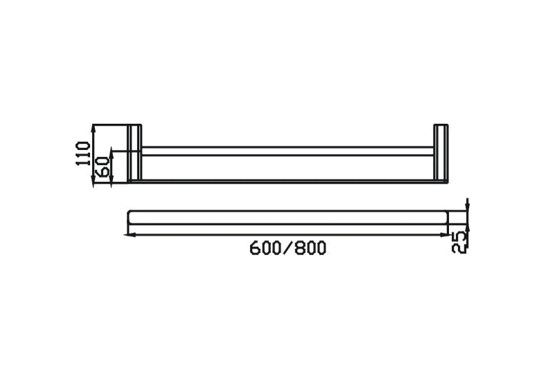 Elegant Double Towel Rail - 600mm (Black)
