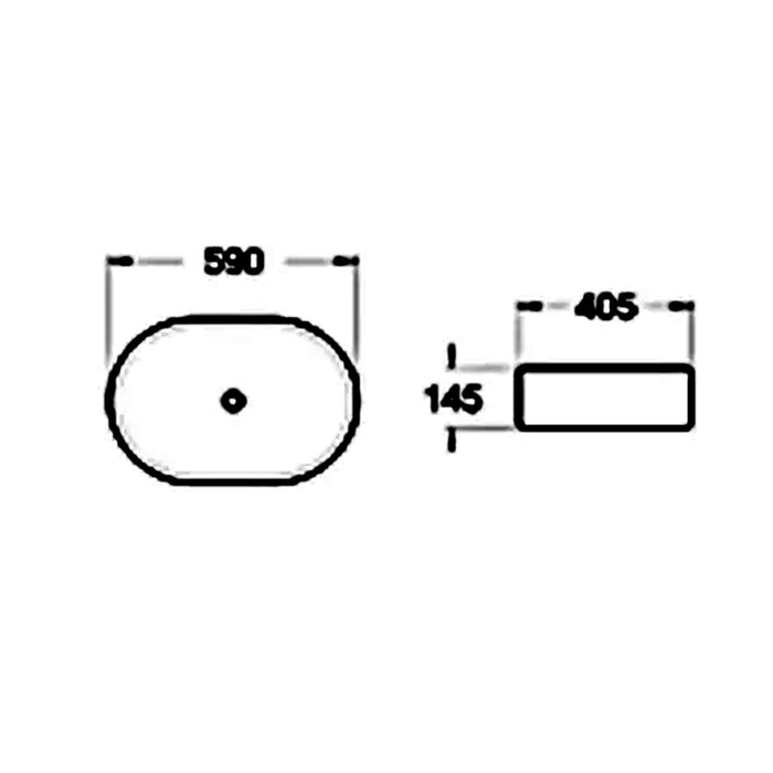590*405*145mm Gloss White Ceramic Oval Above Counter Basin