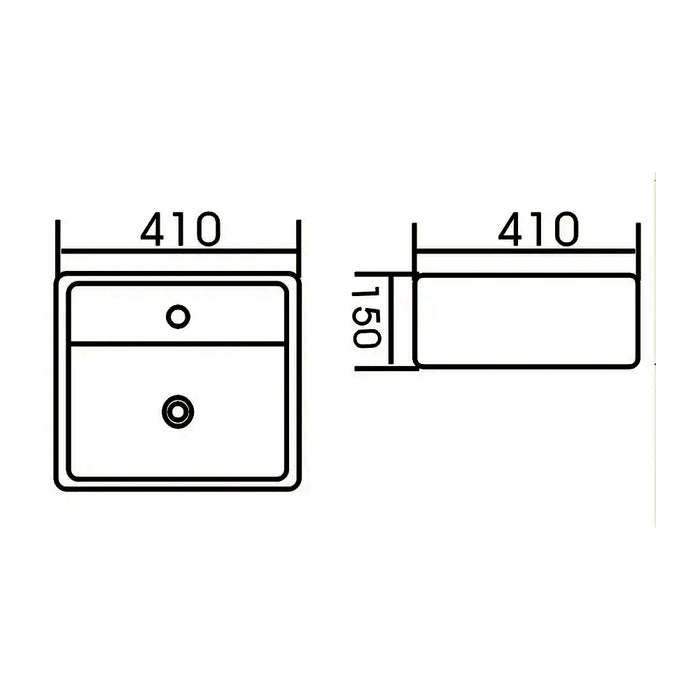 410*410*150mm Gloss White Glazing Fine Ceramic Square Basin Wall Hung/Above Counter Basin