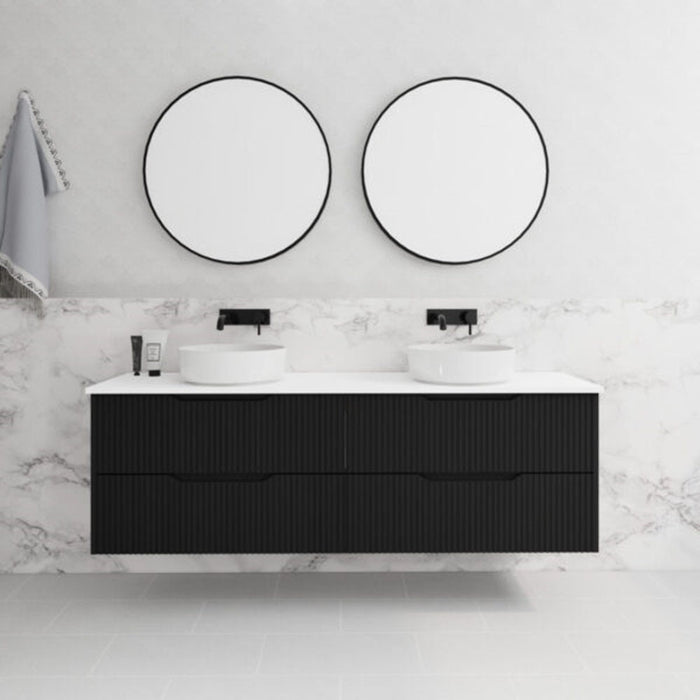 600-1800*450*550mm ABS Bali Matt Black MR Melamined Board Panel With PVC Coating Fluted Wall Hung Vanity