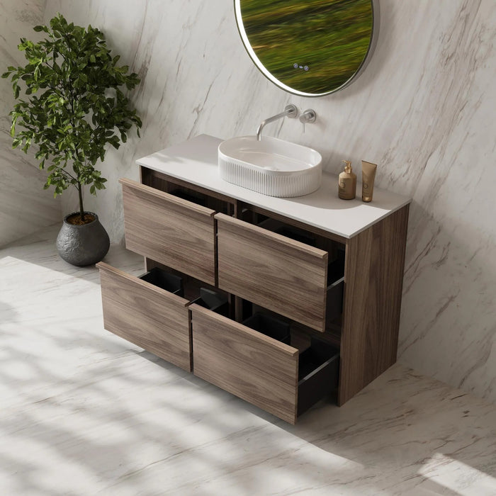 600-1500*455*830mm Mercio Bella Notaio Walnut Freestanding Vanity