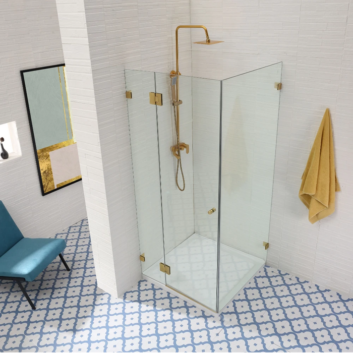 800-1200mm Covey Frameless L Shape Pivot Door With Return Panel 10mm Thickness Shower Screens - 2000mm Height