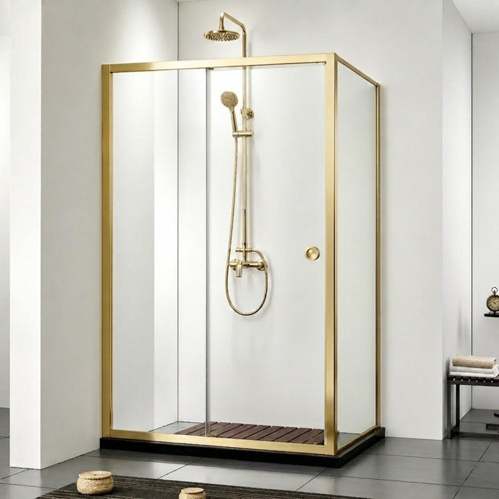 920-1750mm Covey Light Gold Semi-Frameless L Shape Sliding Door 6mm Thickness Shower Screens - 1900mm Height