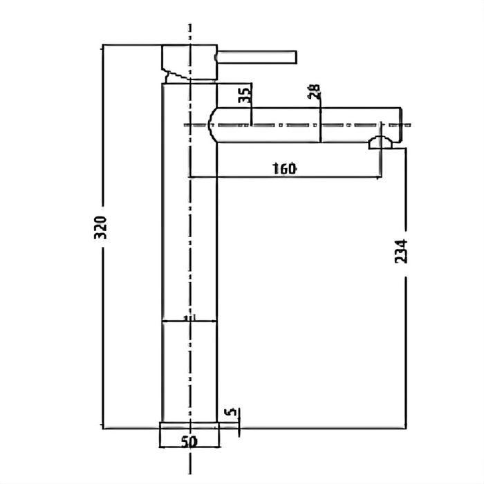 BK Rund Chrome/Matt Black/Brushed Nickel Premium Brass Tower Tall Basin Mixer