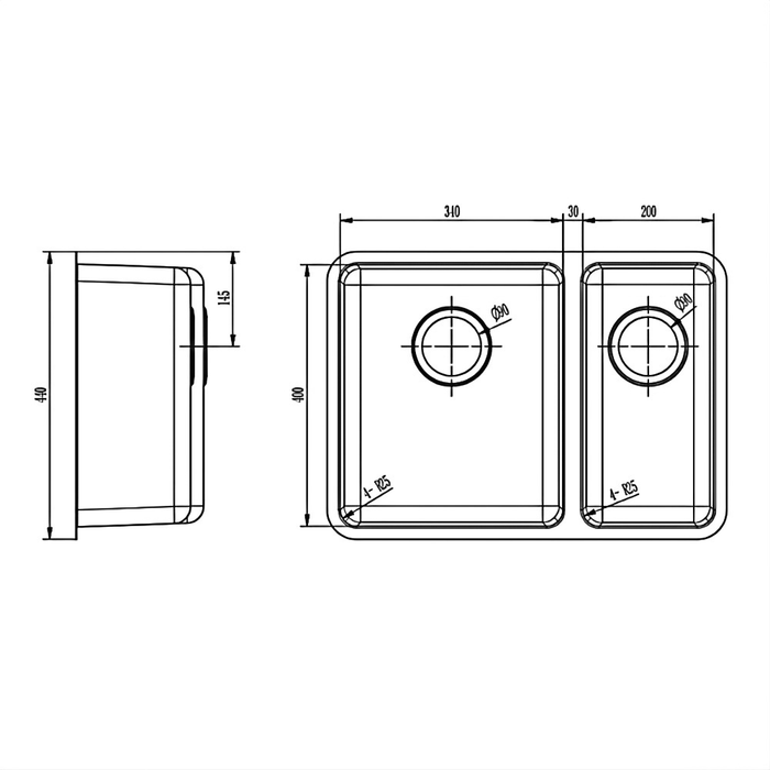 440*610*200mm BK Traditionell 304 Stainless Steel Chrome Square Top Mount / Under Mount Double Bowls Laundry Kitchen Sink