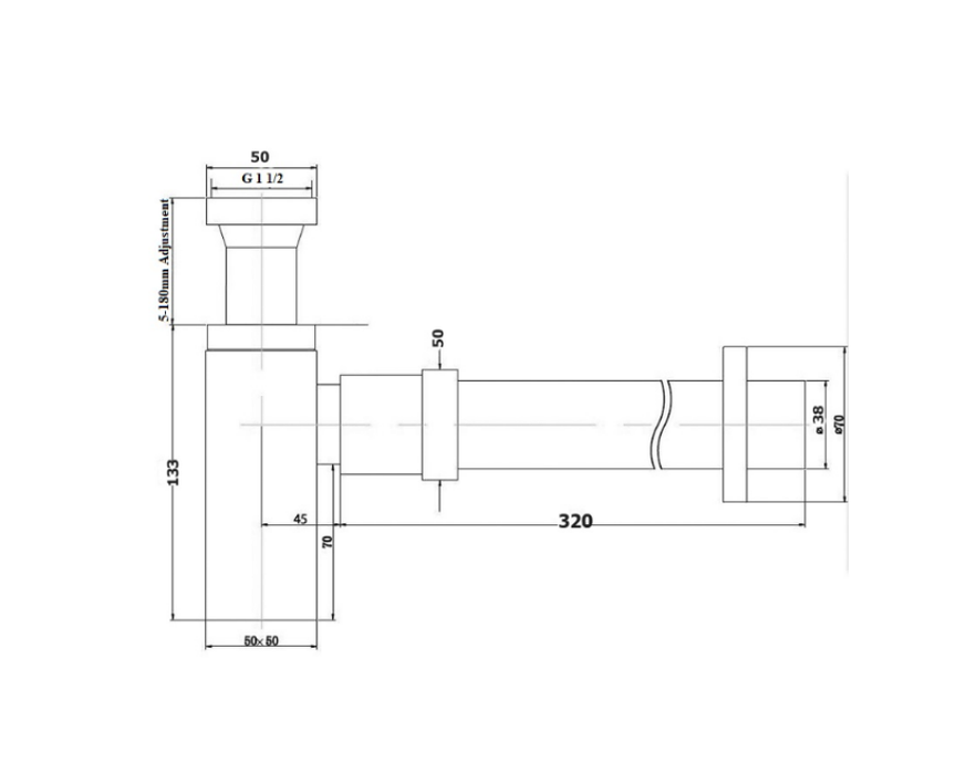 Chrome/Matt Black/Brushed Nickel/Brushed Bronze/Brushed Gold/Brushed Bronze Bottle Trap Suits Wall Hung Basins