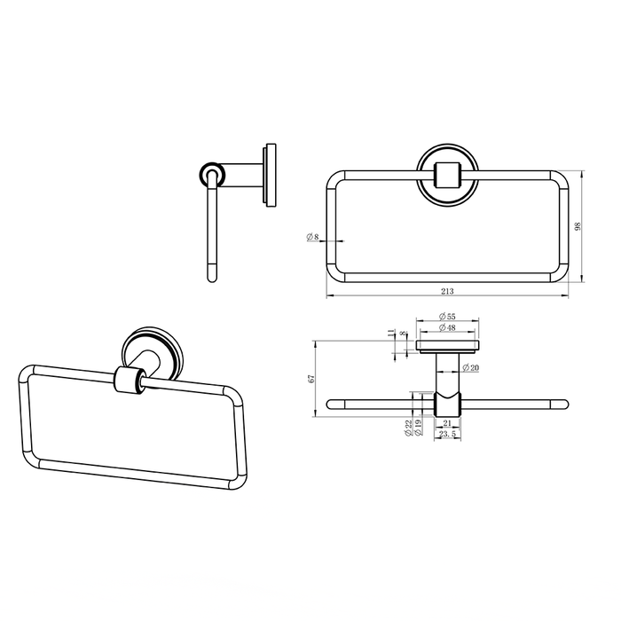 BK Cambridge Brass Round Towel Ring