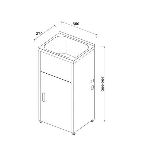560*370*870mm 30L 304 Stainless Steel Laundry Tub with Metal Cabinet - HD reno