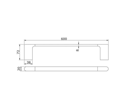 600mm BK KOMPAKT RUND Chrome/Matt Black/Brushed Nickel/Brushed Gold/Brushed Gun Metal/Brushed Bronze Brass Single Oval Bars Towel Rails - HD reno