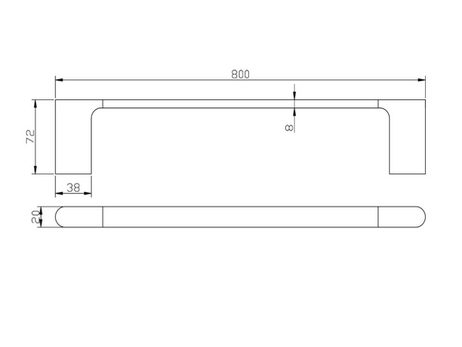 800mm BK KOMPAKT RUND Chrome/Matt Black/Brushed Nickel/Brushed Gold/Brushed Gun Metal/Brushed Bronze Brass Single Oval Bars Towel Rails - HD reno