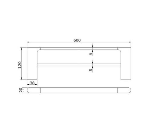 600mm BK KOMPAKT RUND Chrome/Matt Black/Brushed Nickel/Brushed Gold/Brushed Gun Metal/Brushed Bronze Brass Double Oval Bars Towel Rails - HD reno