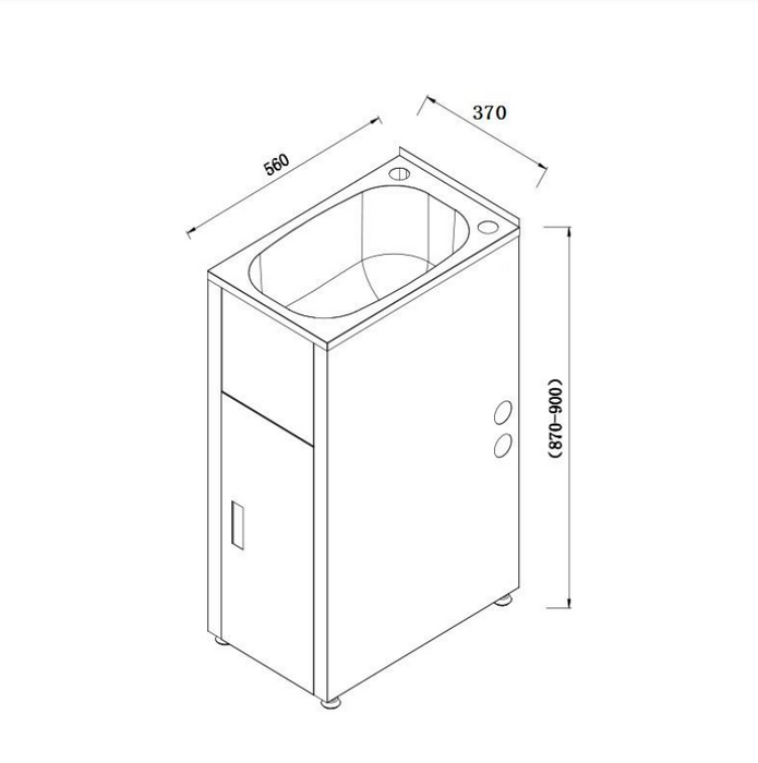 370*560*870mm 30L 304 Stainless Steel Laundry Tub with Metal Cabinet