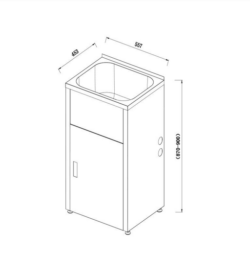 560*455*870mm 35L 304 Stainless Steel Laundry Tub with Metal Cabinet - HD reno