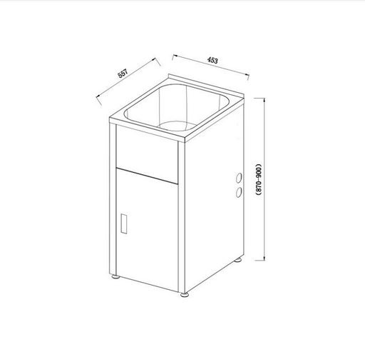 455*560*870mm 35L 304 Stainless Steel Laundry Tub with Metal Cabinet - HD reno