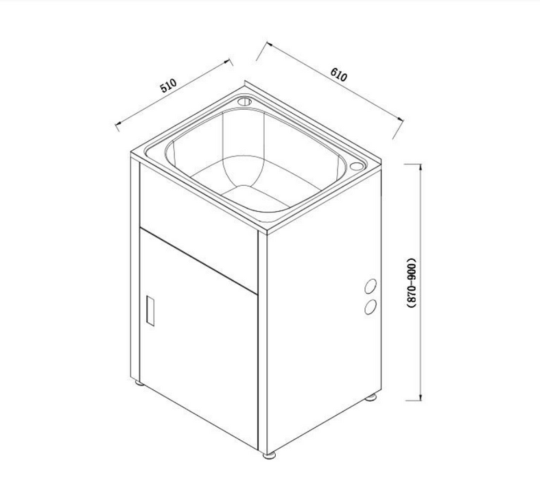 610*510*870mm 45L 304 Stainless Steel Laundry Tub with Metal Cabinet