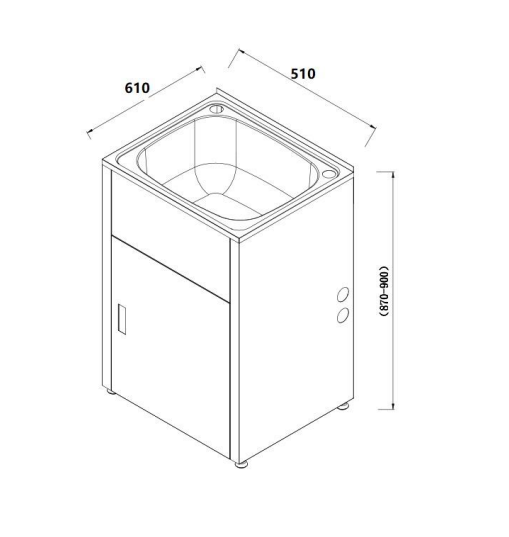 510*610*870mm 45L 304 Stainless Steel Laundry Tub with Metal Cabinet - HD reno
