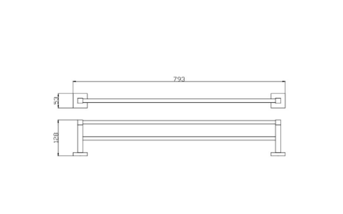 750mm BK ECKIG Chrome Brass Double Round Bars Towel Rails - HD reno