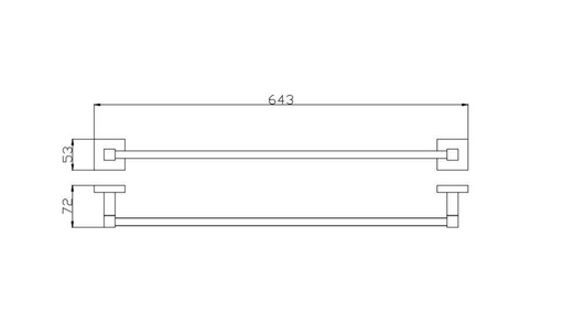 600mm BK ECKIG Chrome Brass Single Round Bars Towel Rails - HD reno
