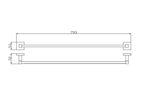 750mm BK ECKIG Chrome Brass Single Round Bars Towel Rails - HD reno