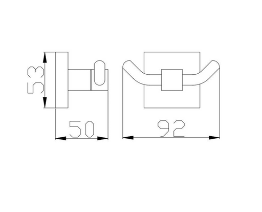 BK ECKIG Chrome Brass Square Double Robe Hooks - HD reno
