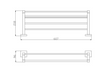 610*220mm BK ECKIG Chrome Brass Square Bars Towel Racks - HD reno