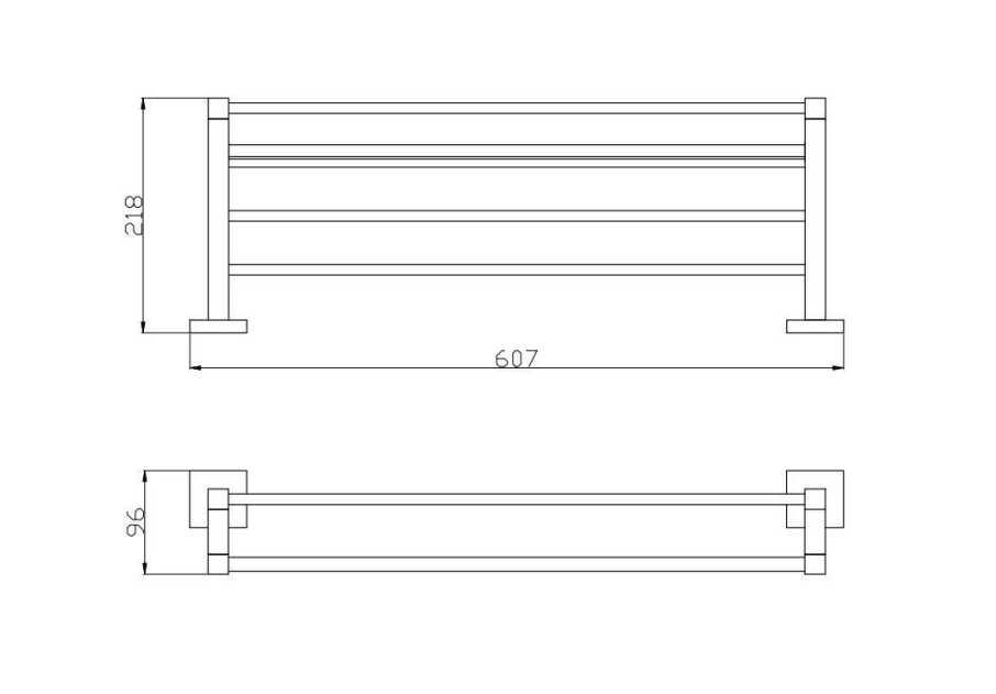 610*220mm BK ECKIG Chrome Brass Square Bars Towel Racks - HD reno