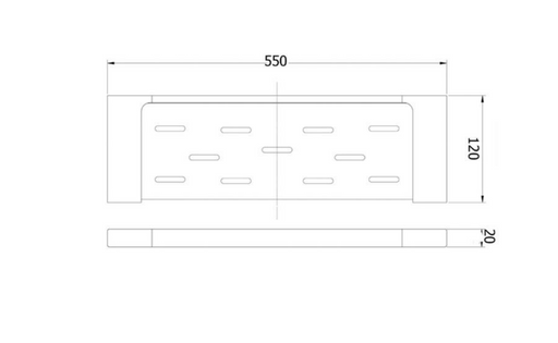 550*120mm BK KOMPAKT ECKIG Chrome/Matt Black/Brushed Nickel Brass Square Bars Shower Shelves - HD reno