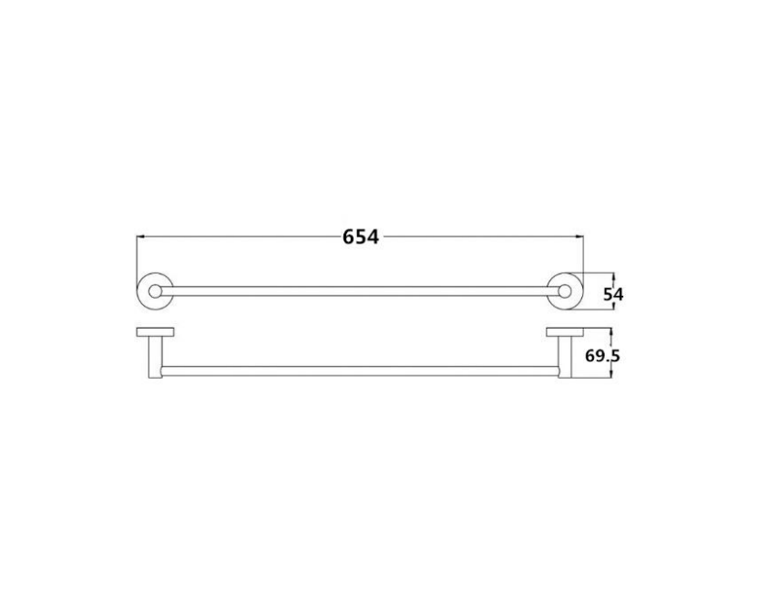 600mm BK WAHLEN 10 Chrome Zinc Alloy Single Round Bars Towel Rails - HD reno