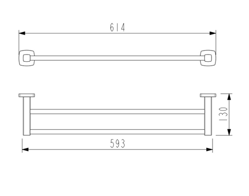 600mm BK LUXUS Chrome/Matt Black/Brushed Nickel Brass Double Round Bars Towel Rails - HD reno
