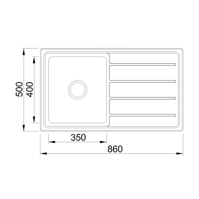 860*500*200mm BK Traditionell 304 Stainless Steel Chrome Square Top Mount Single Bowl Laundry Kitchen Sink