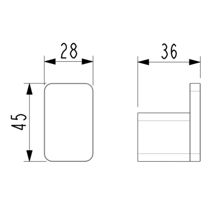 BK KASTEN Chrome/Matt Black/Brushed Nickel/Brushed Gun Metal/Brushed Bronze Brass Rectangle Single Robe Hooks