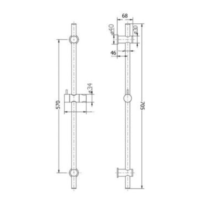 BK Handel Rund Brass Round Multifunction Sliding Rail Showers
