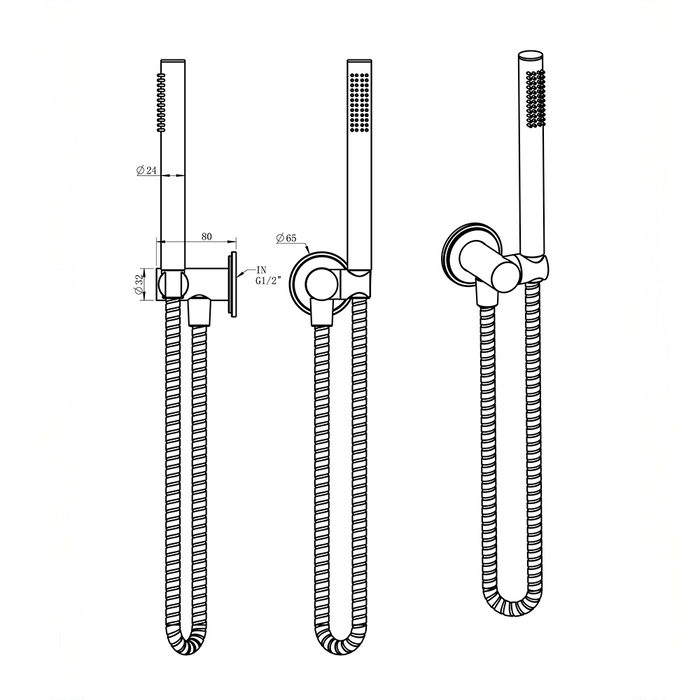 BK Cambridge Multifunction Round Brass On Bracket Handheld Showers