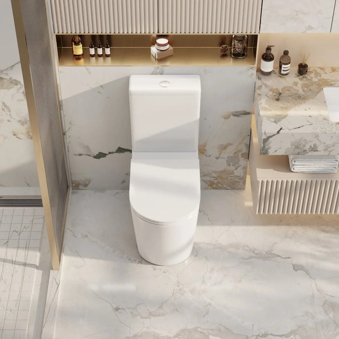 670*360*850mm Mercio Pani Ceramic High Gloss White Rimless Back To Wall Toilet