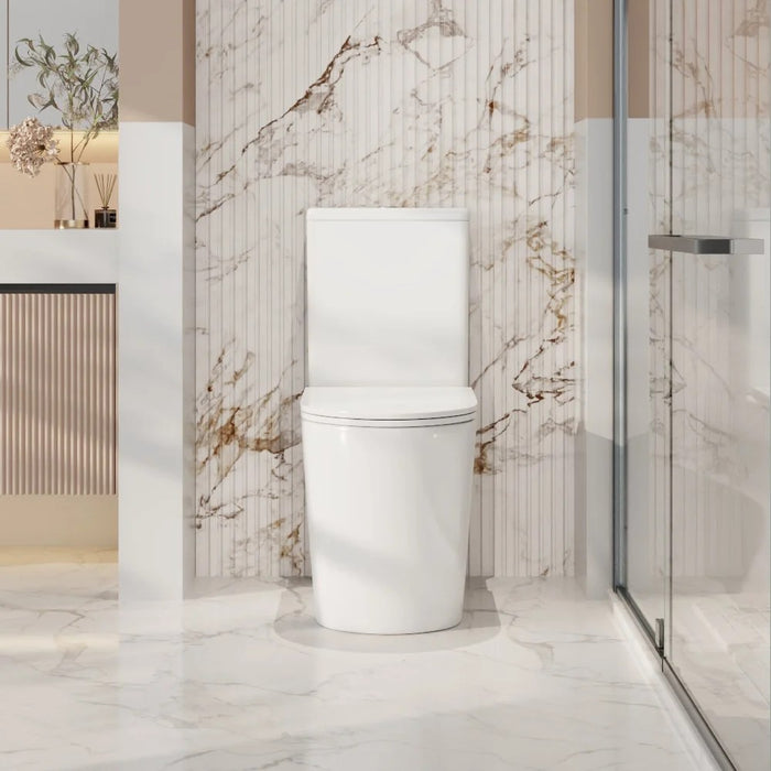 670*360*850mm Mercio Pani Ceramic High Gloss White Rimless Back To Wall Toilet