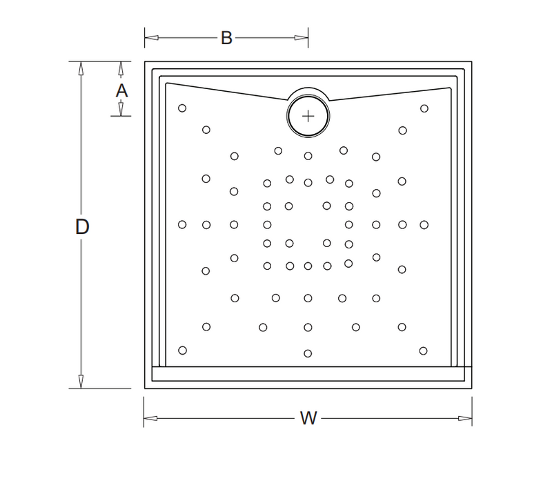 820-1000mm Evo White Polymarble Square Rear Outlet Shower Base - HD reno