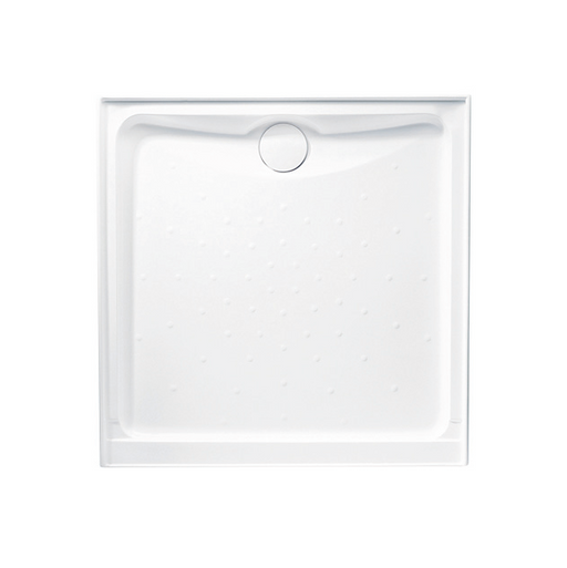 820-1000mm Evo White Polymarble Square Rear Outlet Shower Base - HD reno