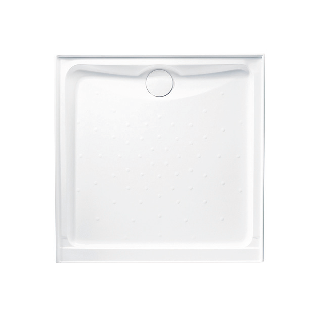 820-1000mm Evo White Polymarble Square Rear Outlet Shower Base - HD reno