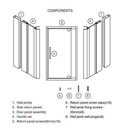 914mm Marbletrend Flinders Neo Chrome Glass Semi-frameless Corner Pivot Shower Screens - HD reno