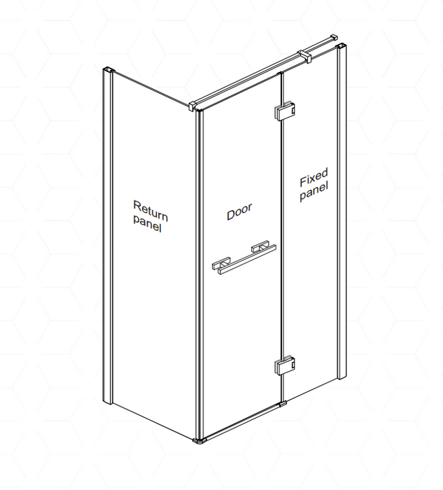 900-1200mm Barossa Chrome Toughened Glass Square Pivot Semi-frameless Shower Screens - HD reno