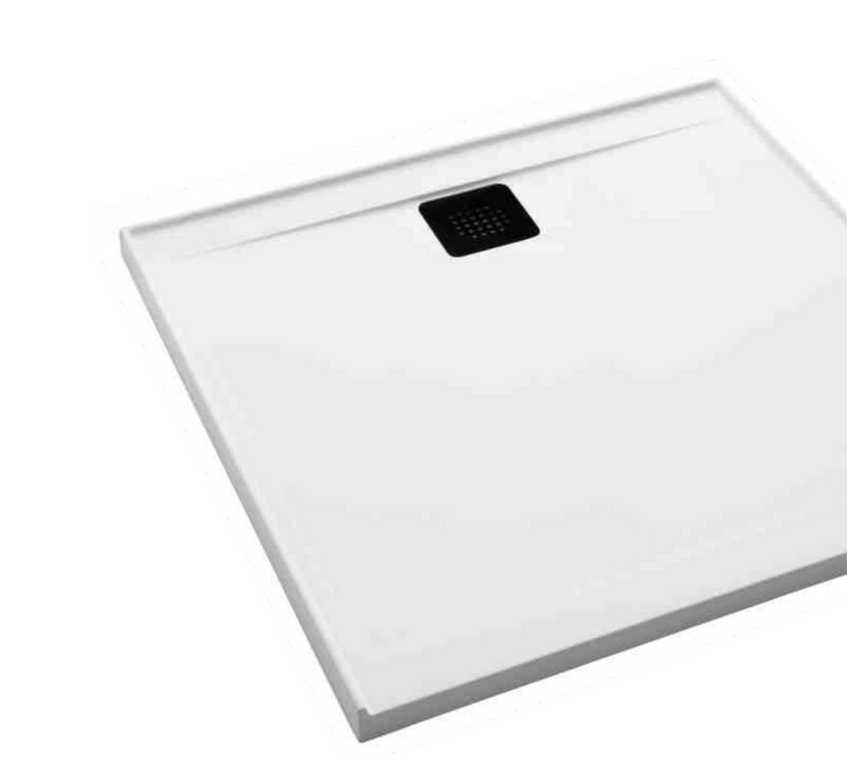 900-1220mm Marbletrend New Flinders White Marbelite Square Rear Outlet Shower Base - HD reno