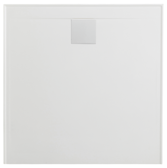 900-1220mm Marbletrend New Flinders White Marbelite Square Rear Outlet Shower Base - HD reno