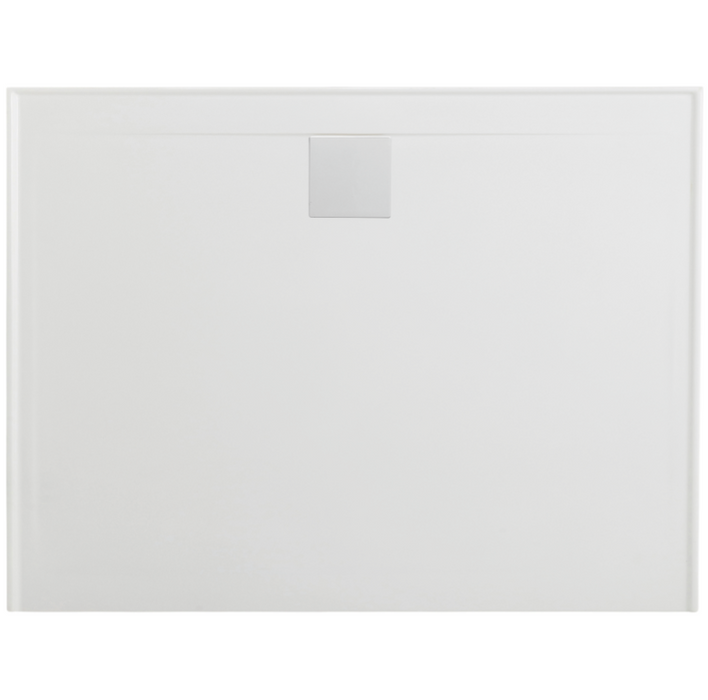 900-1220mm Marbletrend New Flinders White Marbelite Square Rear Outlet Shower Base - HD reno